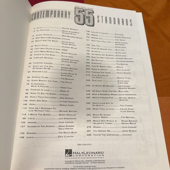 Contemporary 55 Standards Piano Vocal Guitar Hal Leonard 1994 Paperback. New - Picture 2 of 6